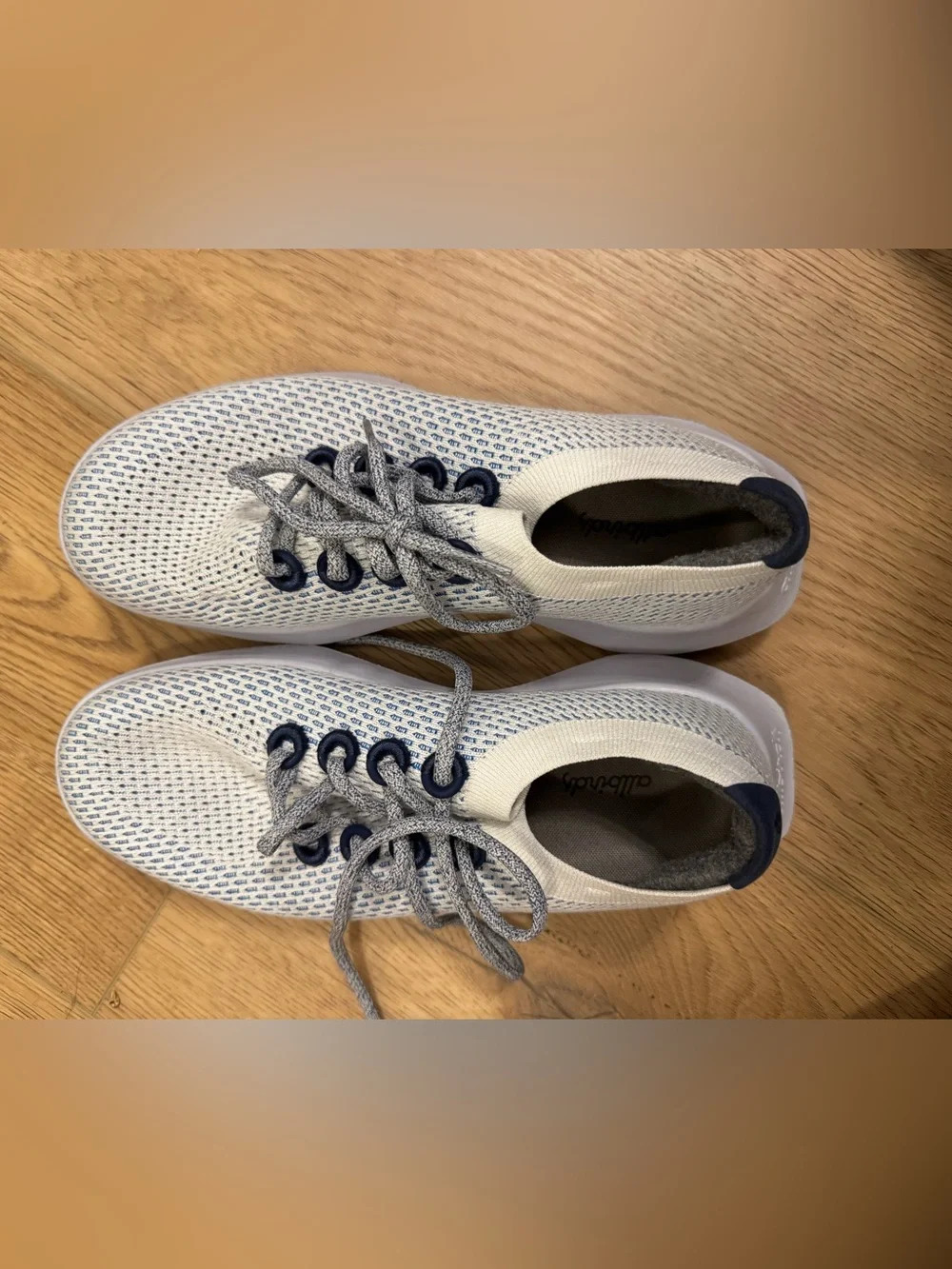 allbirds White and Navy Knit Slip-On Shoes with White Insole, 10.5 - Picture 2 of 6